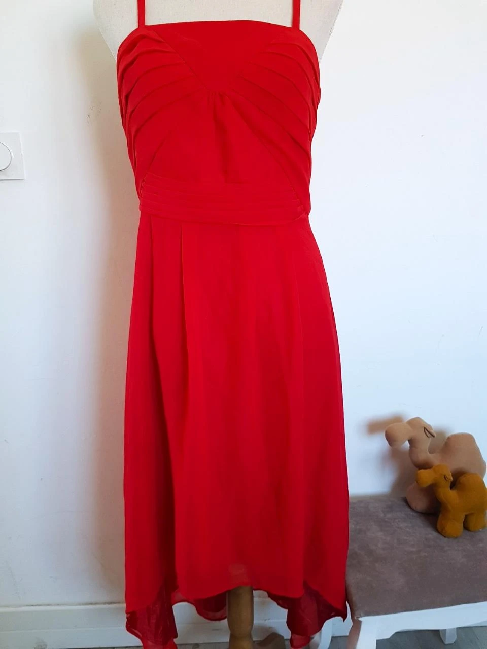 ❤️Robe longue asymétrique rouge Bodyflirt T.40